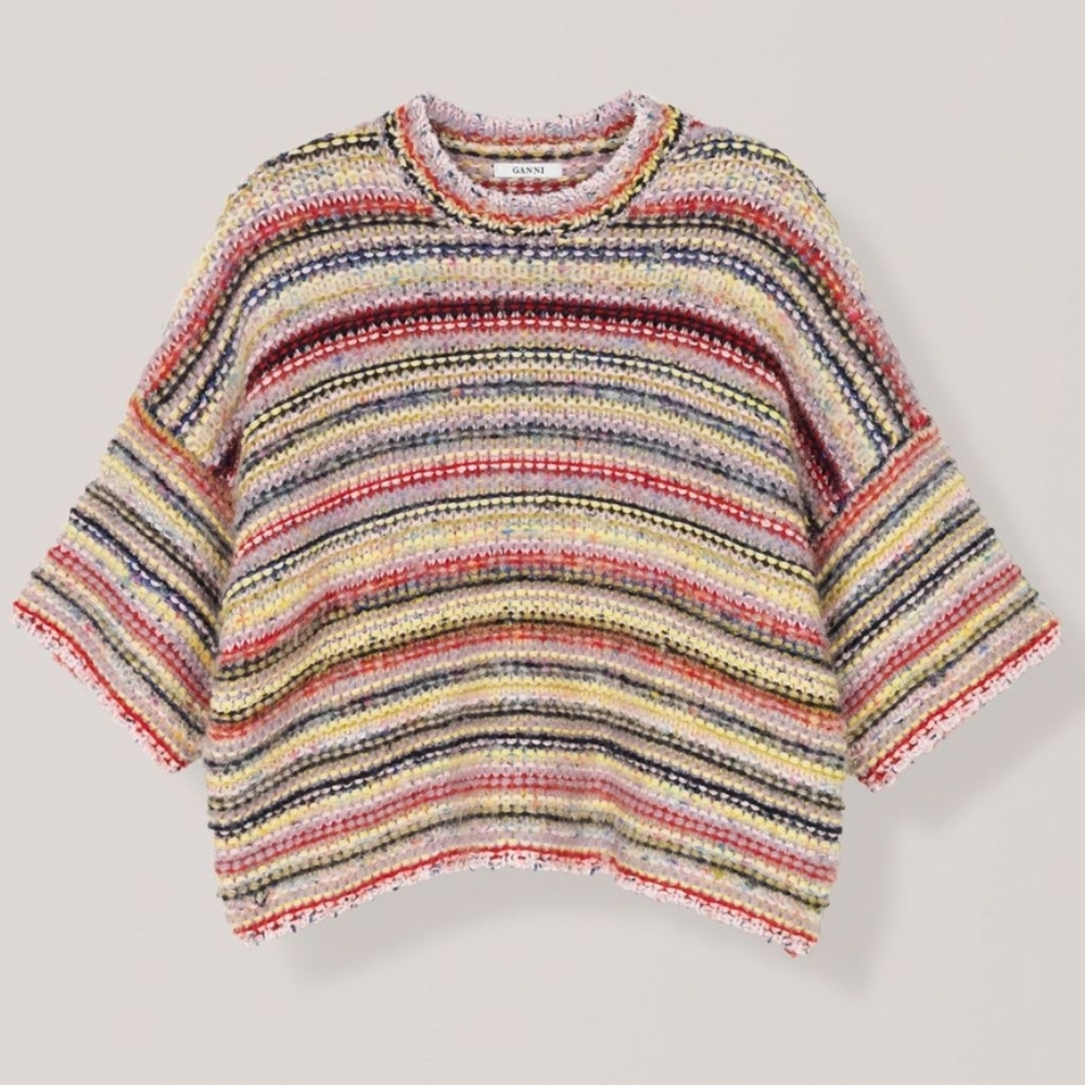 Ganni mixed knit short sleeve sweater size M - Picture 4 of 10